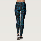 Blauwe lelies op zwarte leggings (Achterkant)