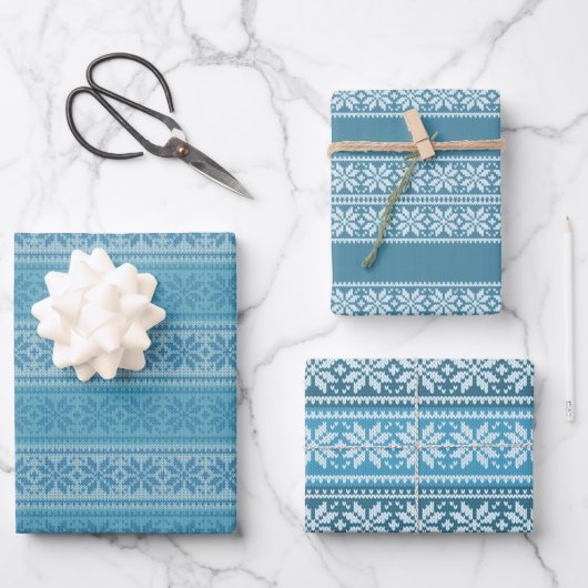 Blauwe, lelijke kerstkeuter inpakpapier vel (Voorkant)