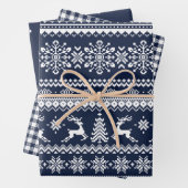 Blauwe lelijke kersttrui-buffels inpakpapier vel (In situ)