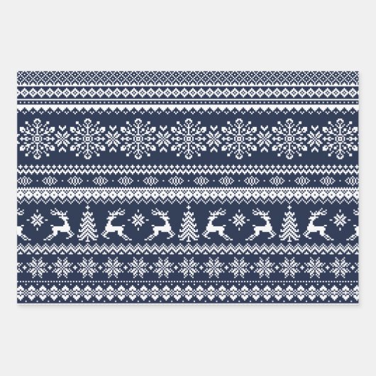 Blauwe lelijke kersttrui-buffels inpakpapier vel (Voorkant)