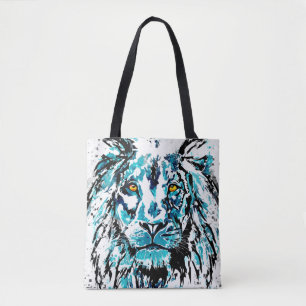Blauwe leng   Canvas tas van leder