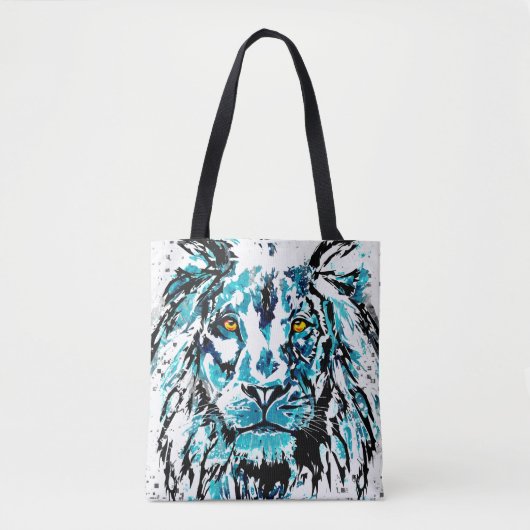 Blauwe leng | Canvas tas van leder (Voorkant)