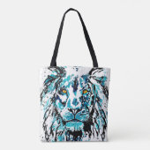 Blauwe leng | Canvas tas van leder (Achterkant)