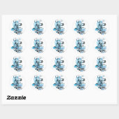 Blauwe leng Grafisch 1 Ronde Sticker (Vel)
