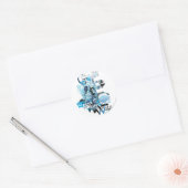 Blauwe leng Grafisch 1 Ronde Sticker (Envelop)