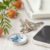 Blauwe leng Grafisch 1 Sleutelhanger (Zijkant)