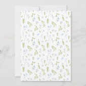 Blauwe lente bloemen groen bruiloft uitnodiging (Achterkant)