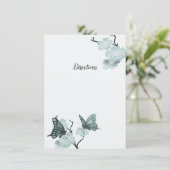 Blauwe lente bloesems met vlinders informatiekaartje (Staand voorkant)