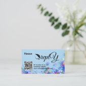 Blauwe lente bruiloft RSVP | Minimalist QR-code Informatiekaartje (Staand voorkant)