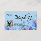 Blauwe lente bruiloft RSVP | Minimalist QR-code Informatiekaartje (Voorkant)