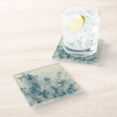 Blauwe lente glazen onderzetter (Schuin)