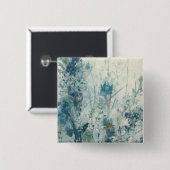 Blauwe lente vierkante button 5,1 cm (Voorkant /achterkant)