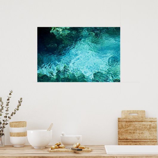 Blauwe lente waterafdruk poster (Keuken)