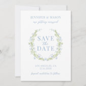 Blauwe lentebloem Sla de uitnodiging van de Datumf (Voorkant)