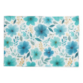 Blauwe lentebloemen bloeien Waterverf Botanical Kussensloop (Achterkant)