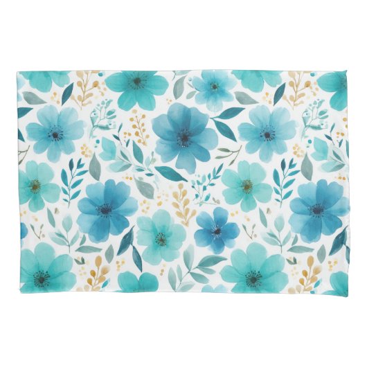 Blauwe lentebloemen bloeien Waterverf Botanical Kussensloop (Voorkant)