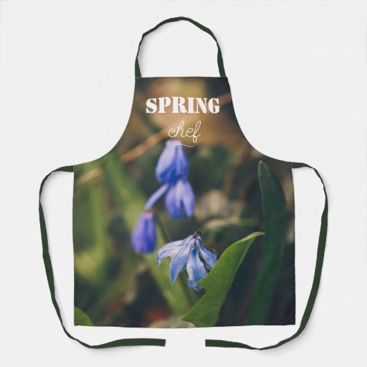 Blauwe lentevloer schort (Voorkant)