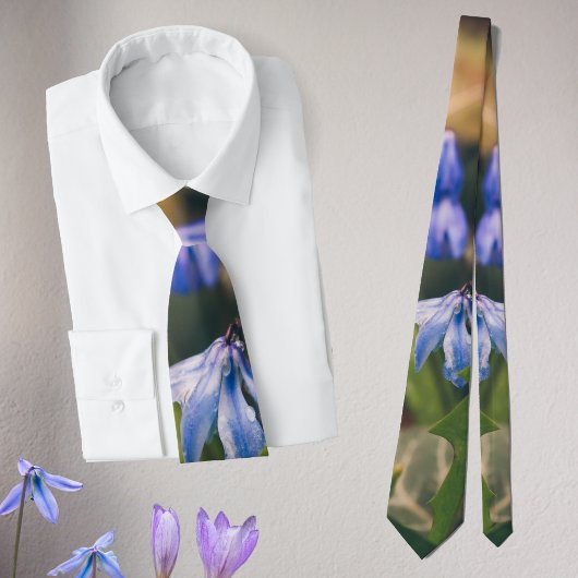 Blauwe lentevloer stropdas
