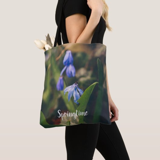 Blauwe lentevloer tote bag (Dichtbij)