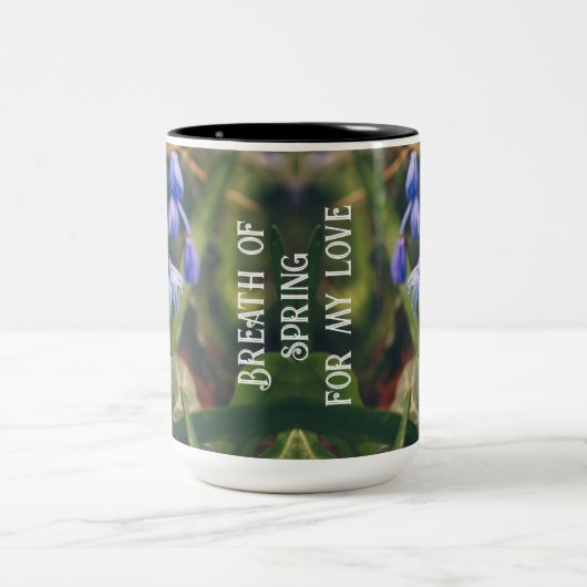 Blauwe lentevloer tweekleurige koffiemok (Center)