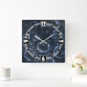 Blauwe lenzen vierkante klok (Huis)