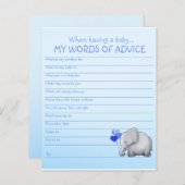 Blauwe lephant Baby shower Woorden van Advice Game (Voorkant / Achterkant)