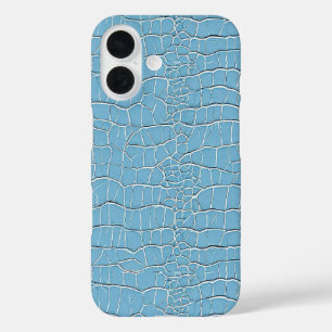 Blauwe Leren Textuur Moderne Minimalistische Esthe iPhone 16 Hoesje