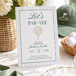 Blauwe 'Let's Par-Tee Golf' eerste verjaardagsuitn Bedankkaart