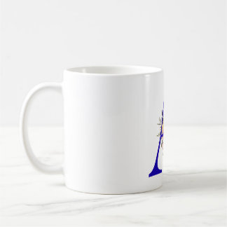 Blauwe Letter A met Waterverf Bloemendesign Monogr Koffiemok