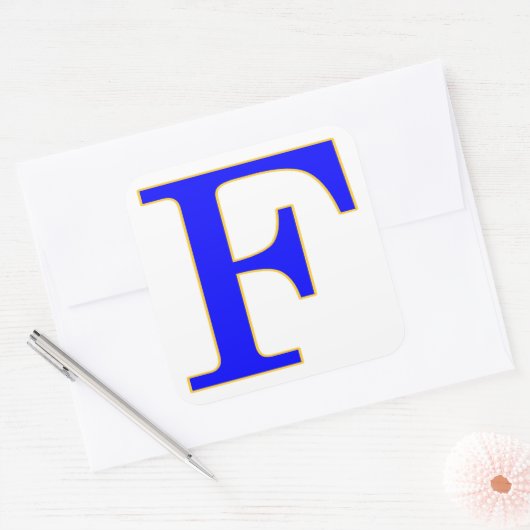 Blauwe letter F Sticker (Envelop)