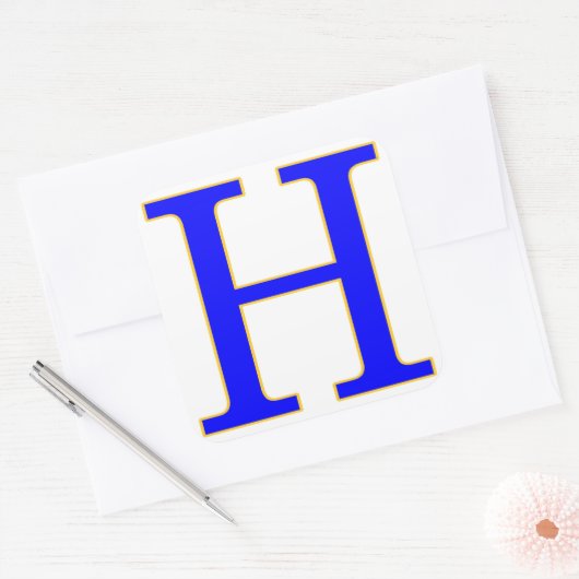 Blauwe letter H Sticker (Envelop)