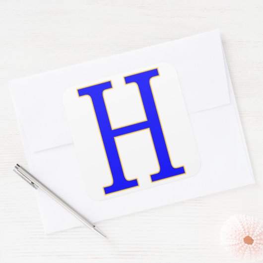 Blauwe letter H Sticker (Envelop)