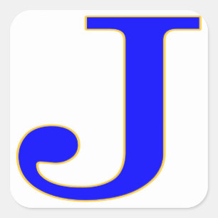 Blauwe letter J-Sticker Vierkante Sticker