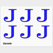 Blauwe letter J-Sticker Vierkante Sticker (Vel)