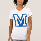 Blauwe Letter M Dames T-Shirt (Voorkant)
