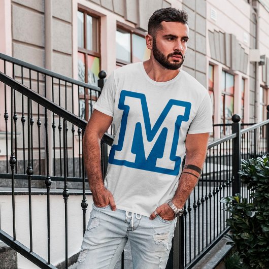 Blauwe Letter M Heren T-Shirt