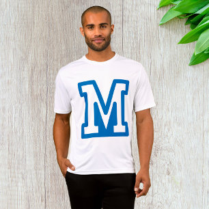 Blauwe letter M Mannen actief T-shirt