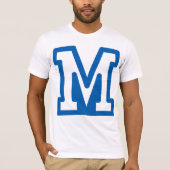 Blauwe letter M Mannen T-shirt (Voorkant)