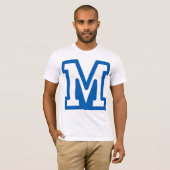 Blauwe letter M Mannen T-shirt (Voorkant volledig)