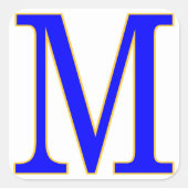 Blauwe letter M Sticker (Voorkant)