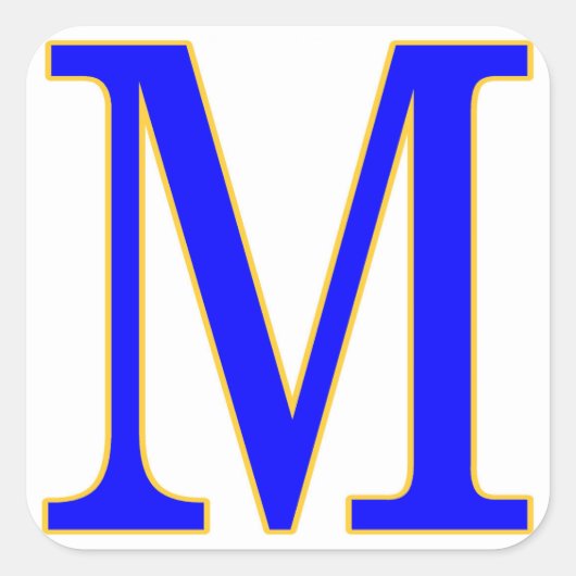 Blauwe letter M Sticker (Voorkant)