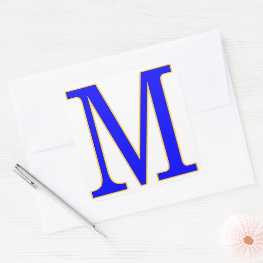 Blauwe letter M Sticker (Envelop)