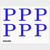 Blauwe letter P-Sticker Vierkante Sticker (Vel)