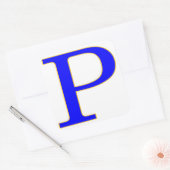 Blauwe letter P-Sticker Vierkante Sticker (Envelop)