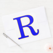 Blauwe letter R Sticker (Envelop)