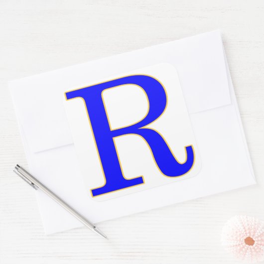 Blauwe letter R Sticker (Envelop)