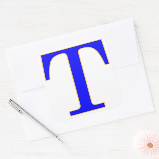 Blauwe letter T Sticker (Envelop)