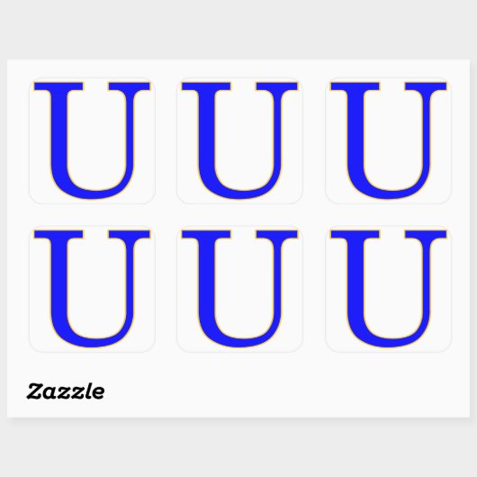 Blauwe letter U Sticker (Vel)