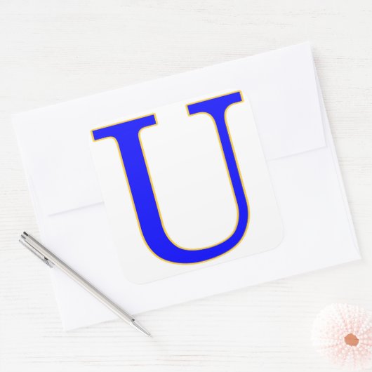 Blauwe letter U Sticker (Envelop)