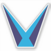 Blauwe Letter V Monogram Sticker (Voorkant)